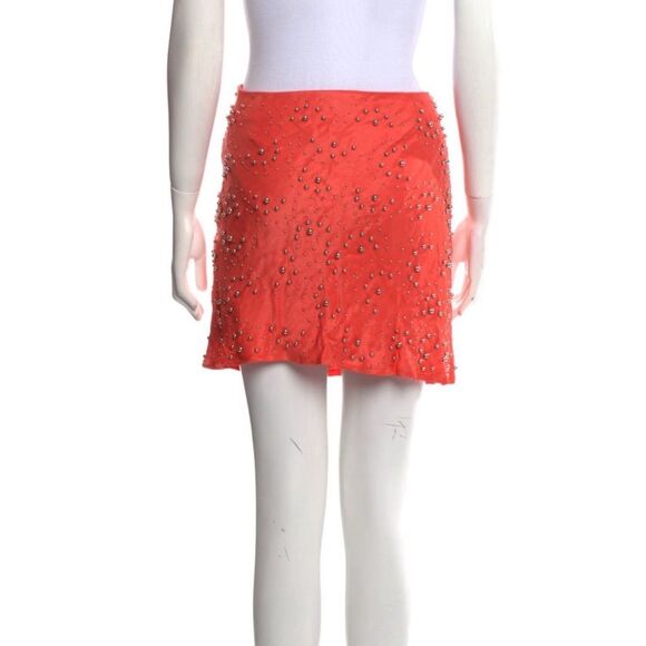 Rachel Comey Beaded Accent Mini Skirt in Orange NWT Size 4 - Picture 3 of 7